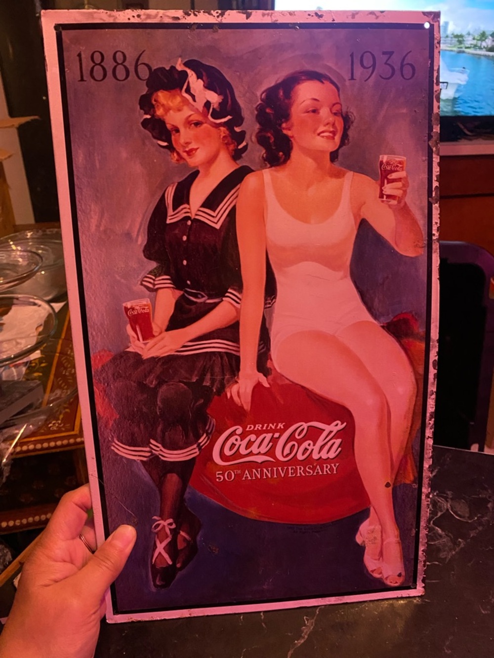 Coca-Cola Brown & Black Branded Tin Wall Plaque with Labels